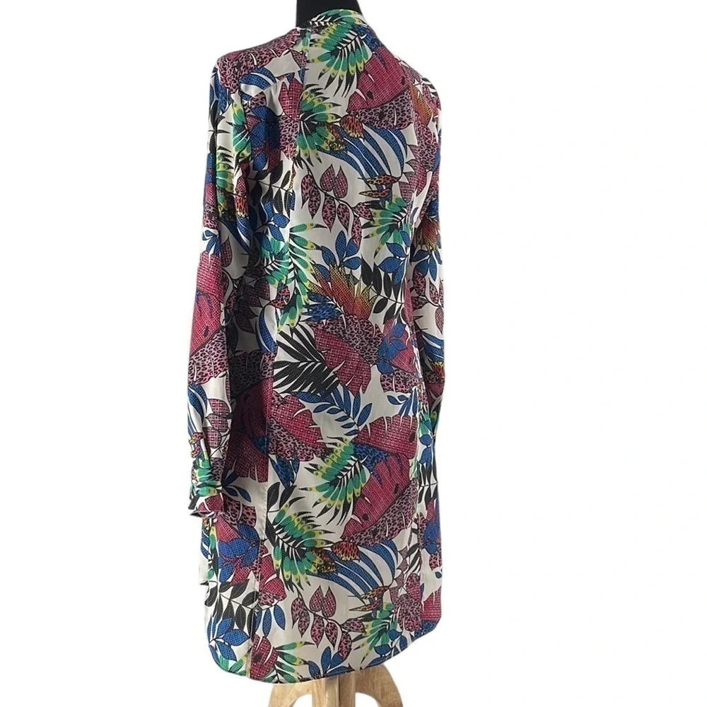 Zoa New York tropical leaf dress shirt dress colorful sz sm - Picture 3 of 10